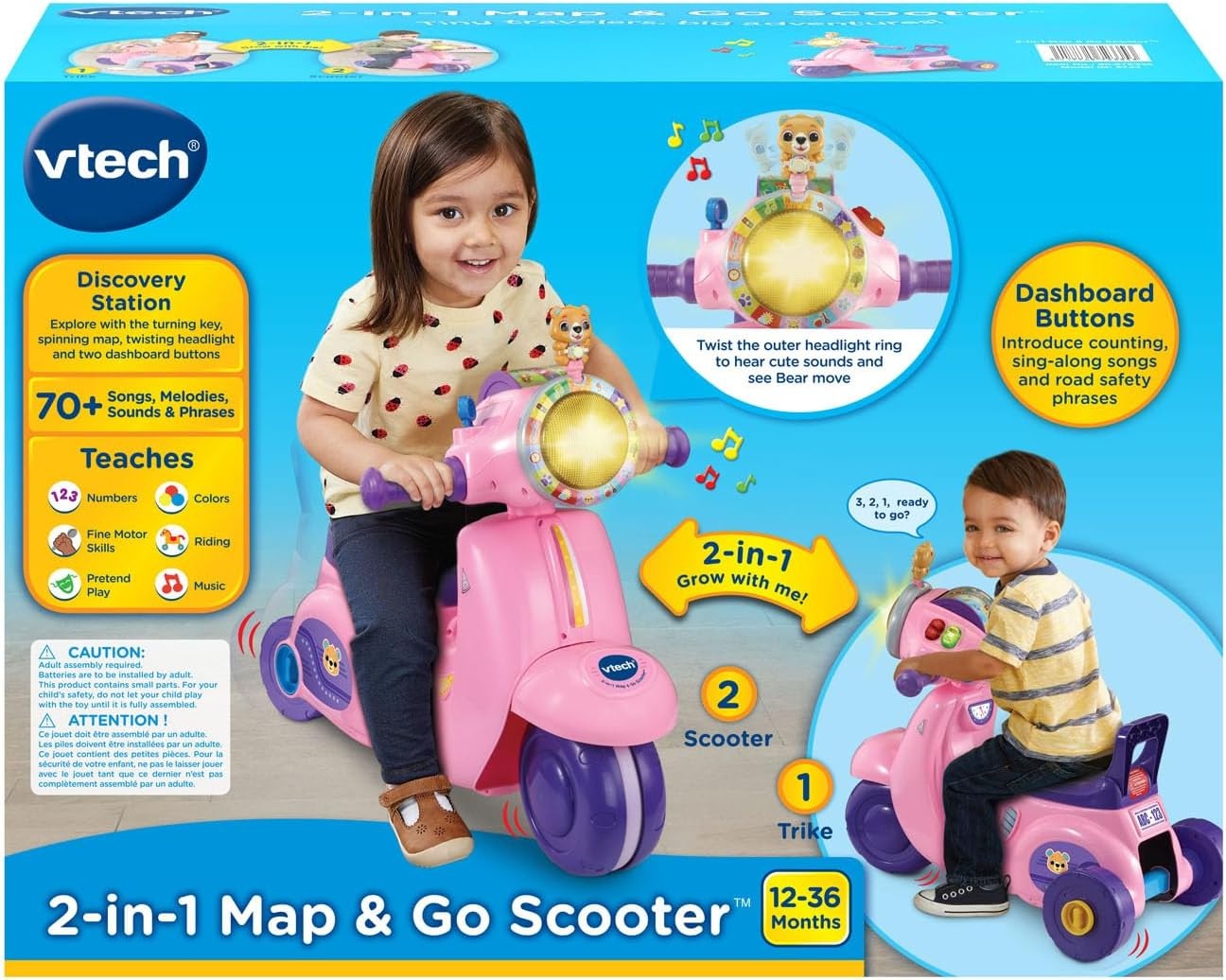 image:imageVTech 2in1 Map and Go Scooter for Toddlers PinkPink