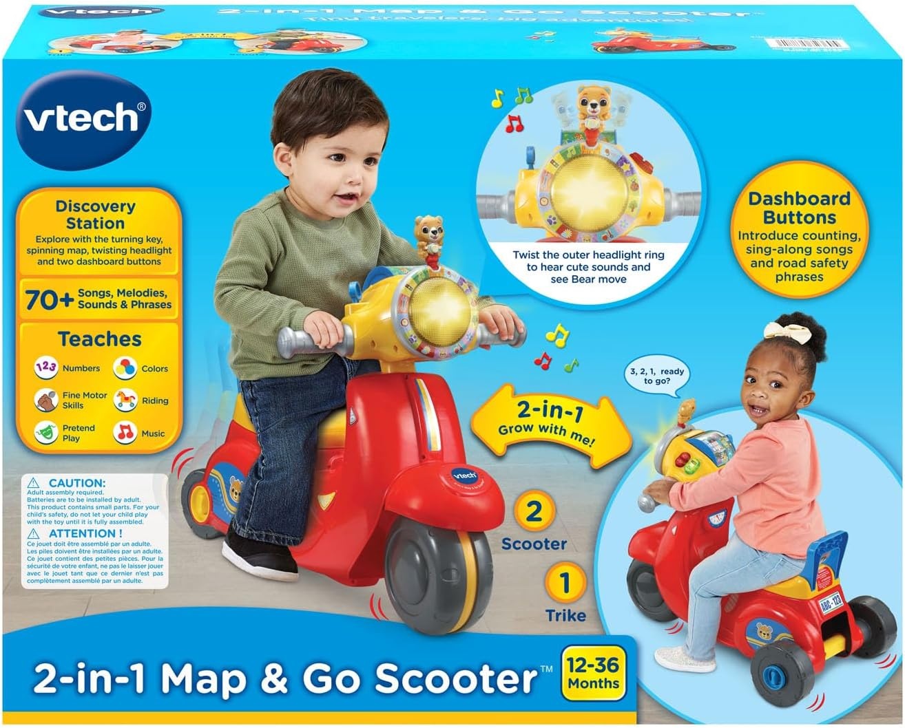 image:imageVTech 2in1 Map and Go Scooter for Toddlers PinkRed