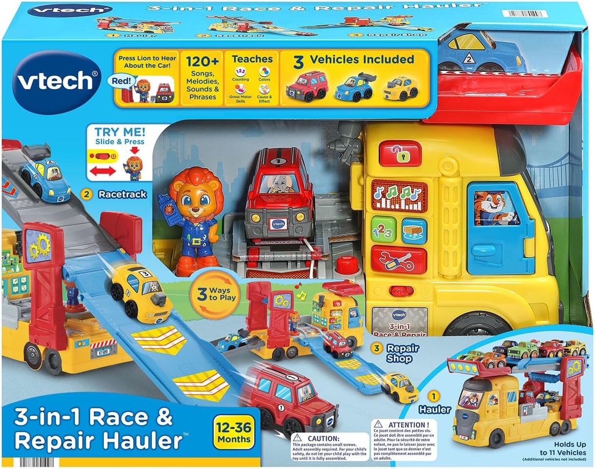 image:imageVTech 3in1 Race and Repair Hauler Interactive Toddler Toy
