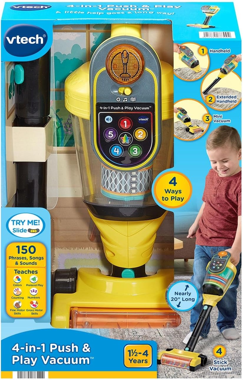 image:imageVTech 4in1 Push and Play Vacuum Preschool Toy