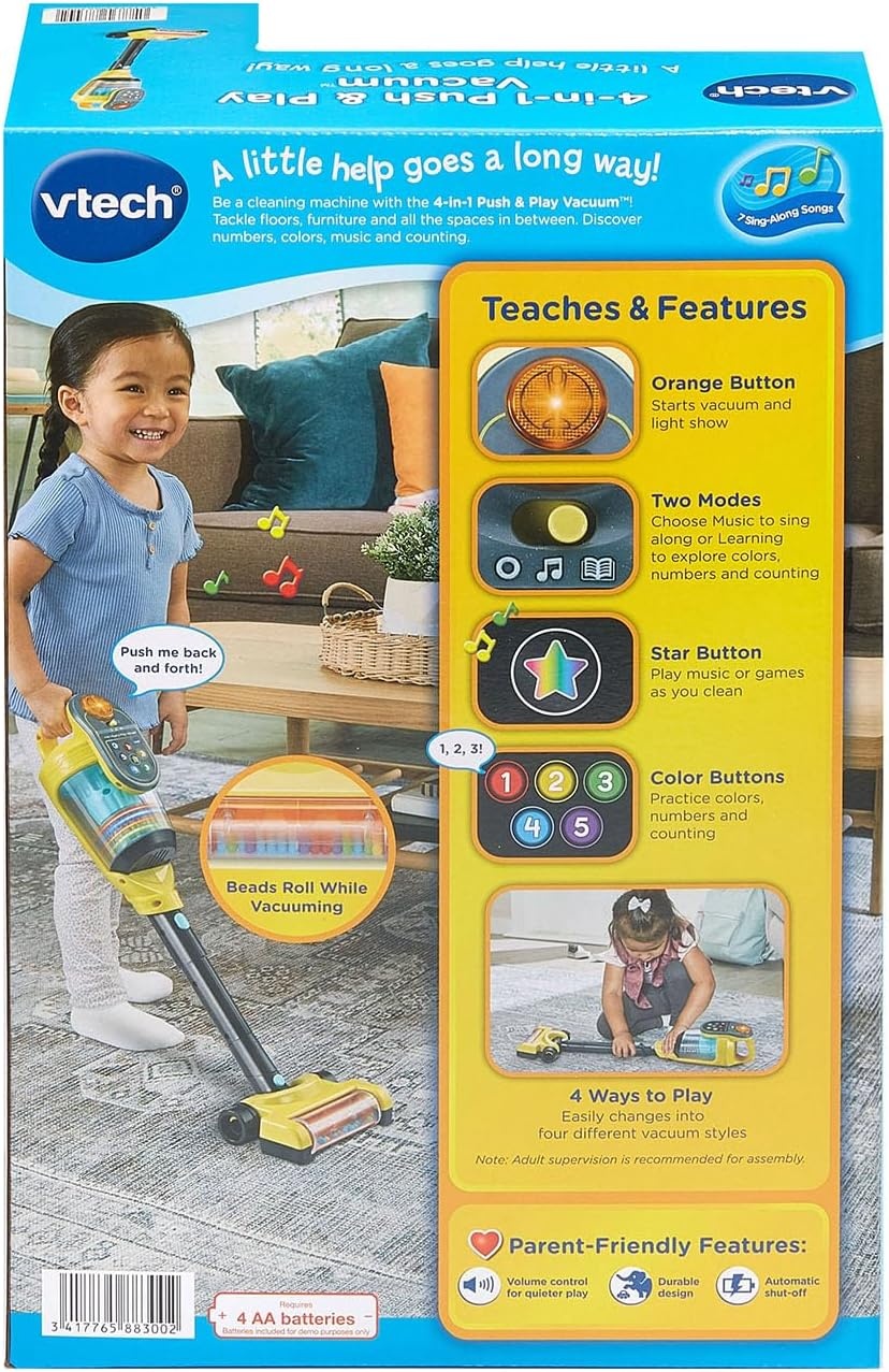 image:imageVTech 4in1 Push and Play Vacuum Preschool Toy