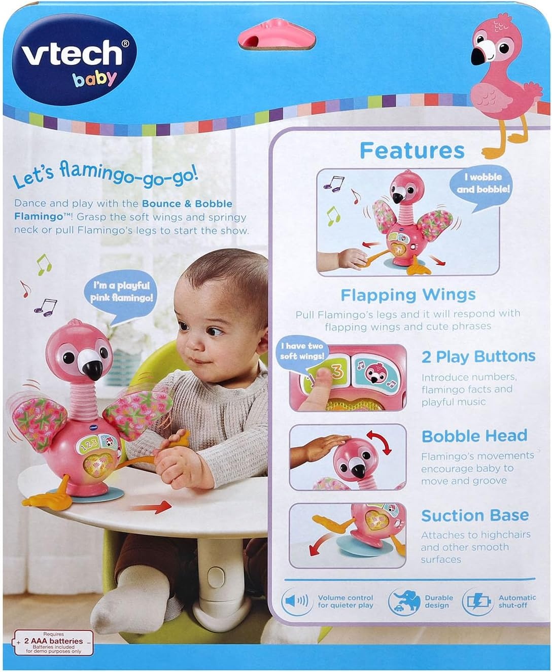 image:imageVTech Baby Bounce and Bobble Flamingo Highchair and Stroller Toy