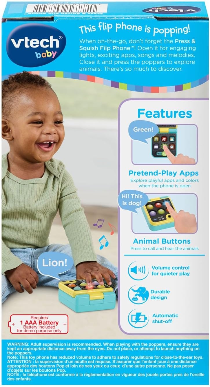 image:imageVTech Baby Press and Squish Flip Phone Toy with Lightup Popping Buttons
