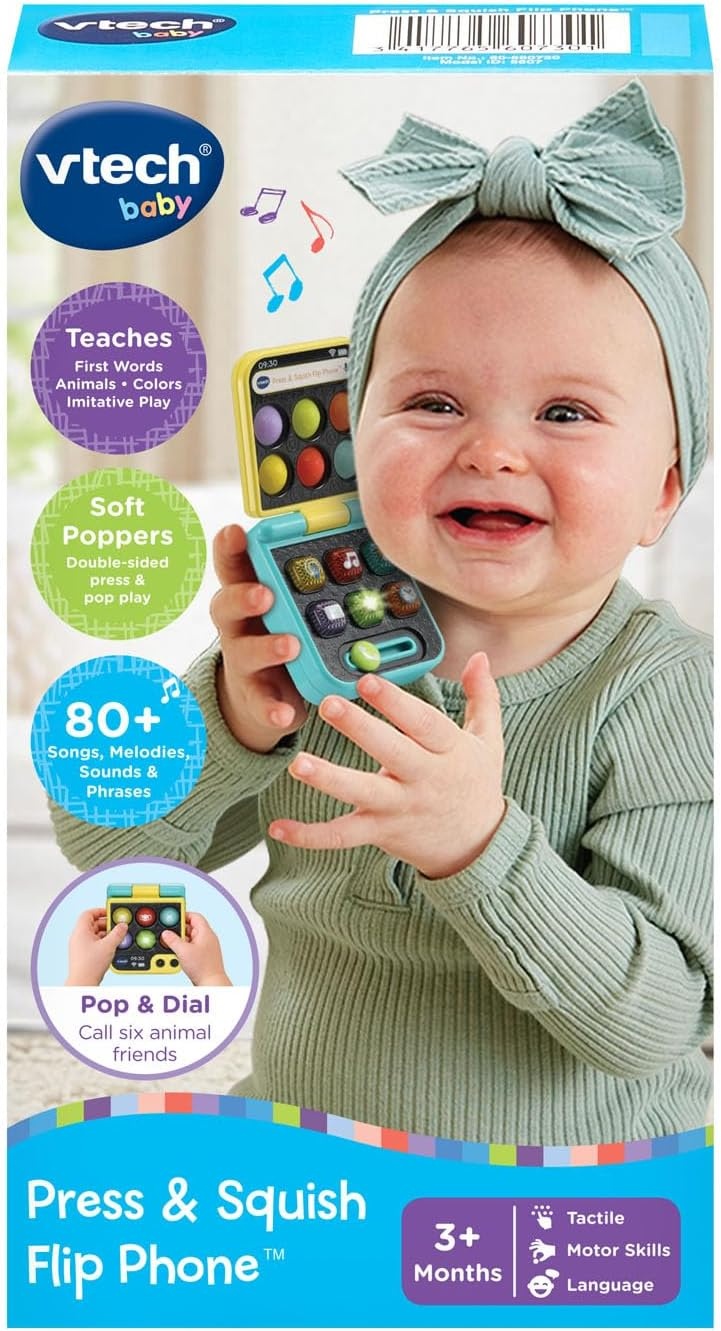 image:imageVTech Baby Press and Squish Flip Phone Toy with Lightup Popping Buttons