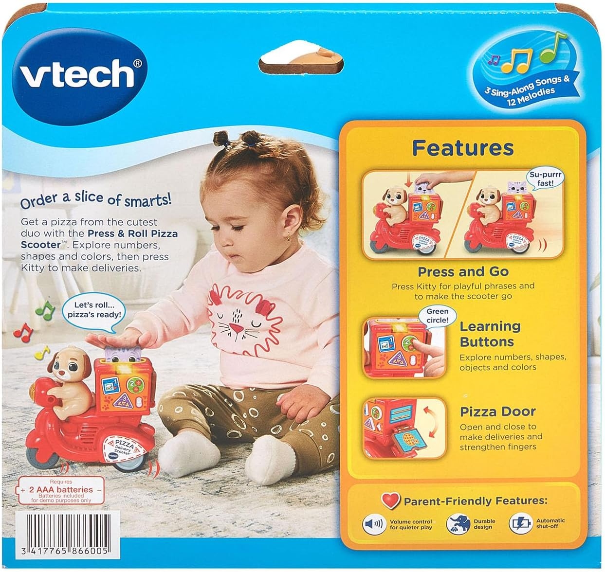 image:imageVTech Press and Roll Pizza Scooter with Puppy and Kitty