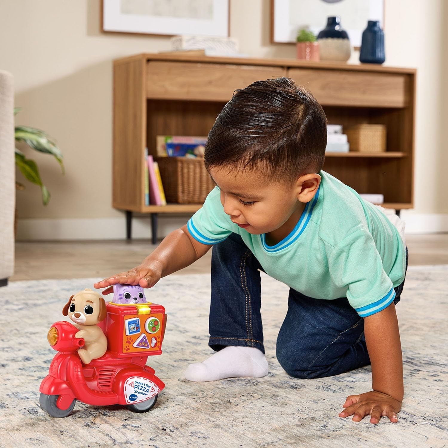 image:imageVTech Press and Roll Pizza Scooter with Puppy and Kitty