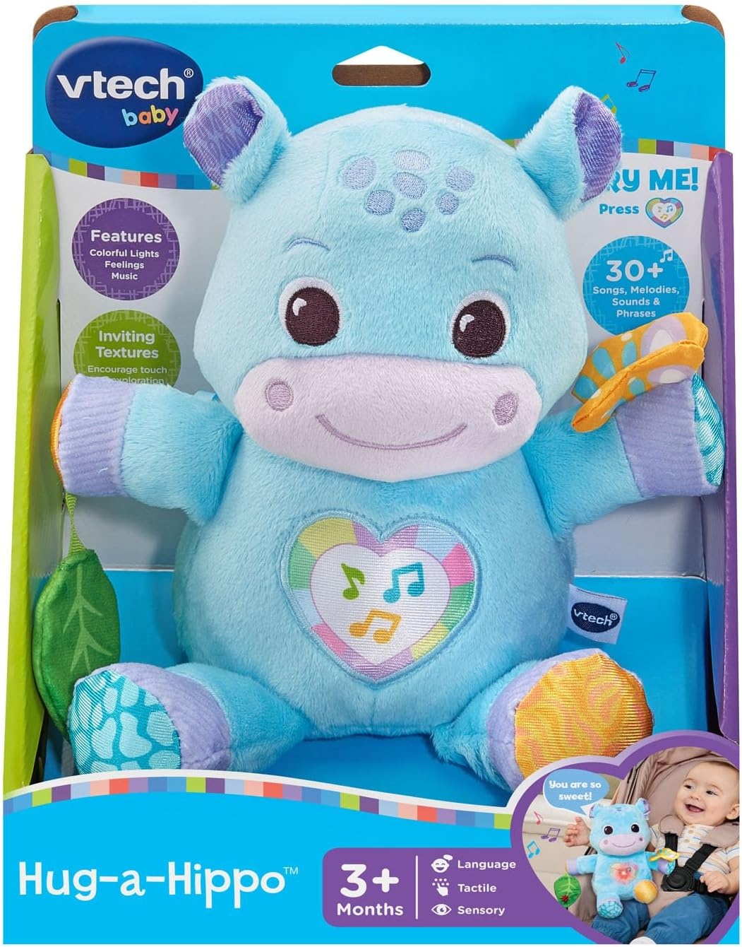image:imageVTech Baby HugaHippo Musical Plush Toy with Lights and Textures Blue